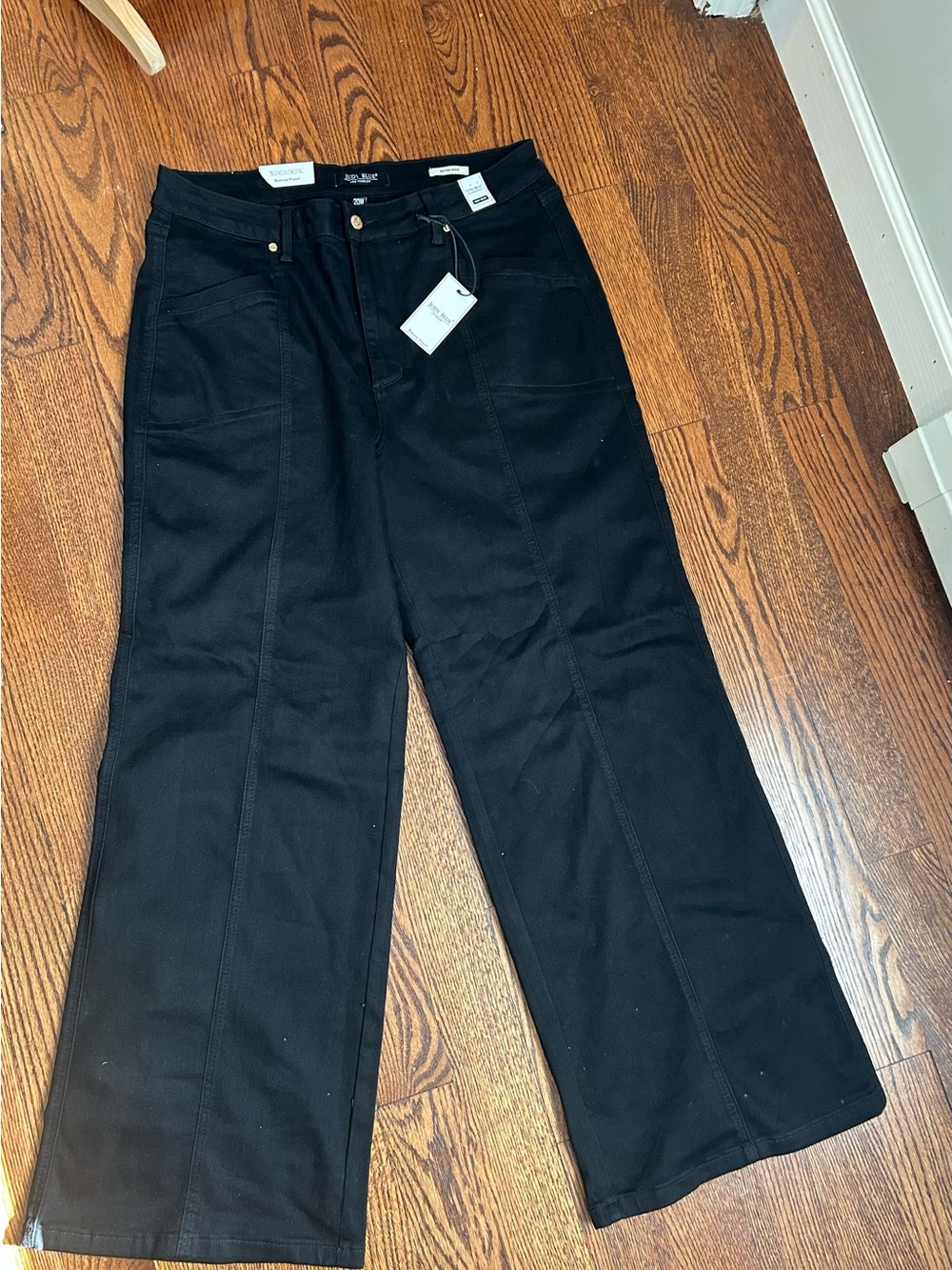 Judy Blue Black High Waist  Wide-Leg Pants with Front Seam Detail